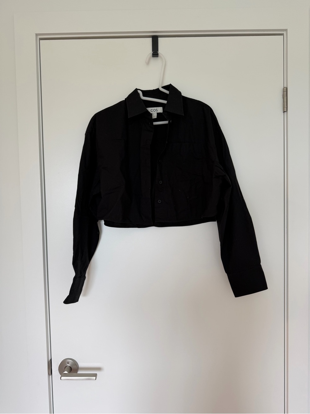 COS Black Cropped Button-Front Shirt Jacket